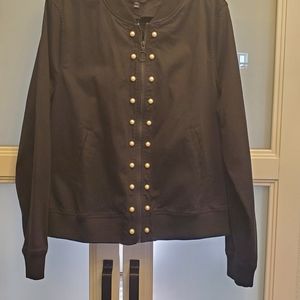 Lane Bryant bomber jacket ruching and pearls